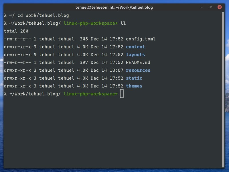 Terminal ZSH en Linux Mint mientras redacto este post